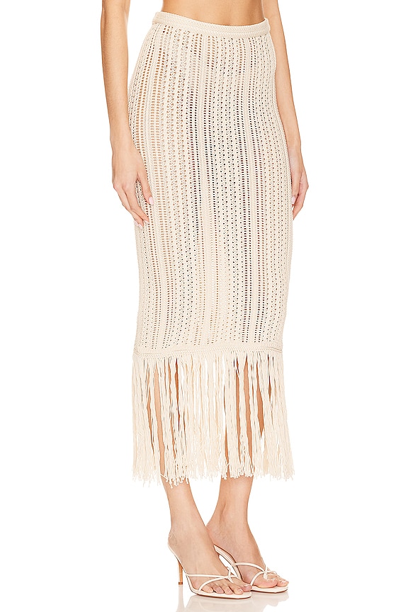 view 2 of 4 Isola Fringe Knit Skirt in Ivory