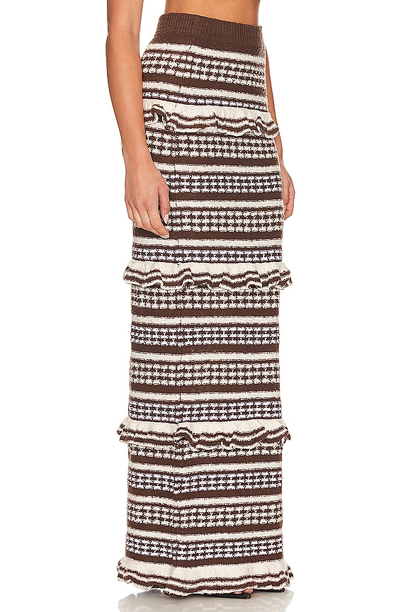 view 2 of 4 Kaely Maxi Skirt in Brown & Ivory