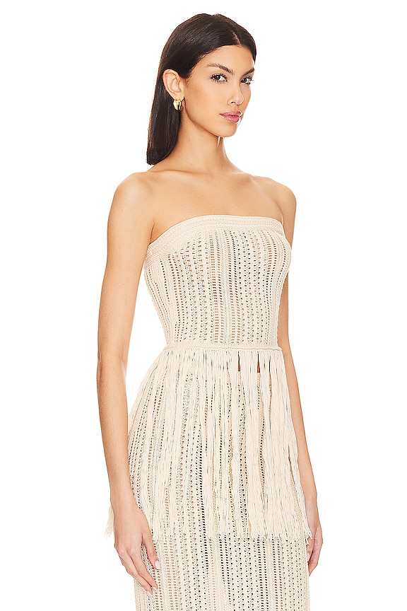 view 2 of 4 Celestie Fringe Tube Top in Ivory