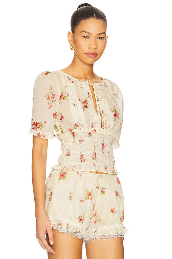 view 2 of 4 Essie Top in Cream & Rose Floral