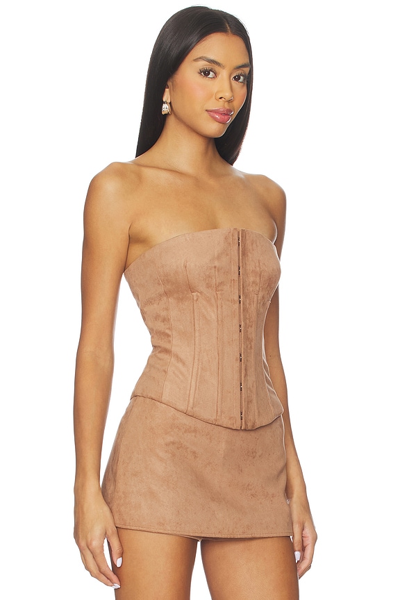 view 2 of 4 Jolie Faux Suede Top in Golden Tan