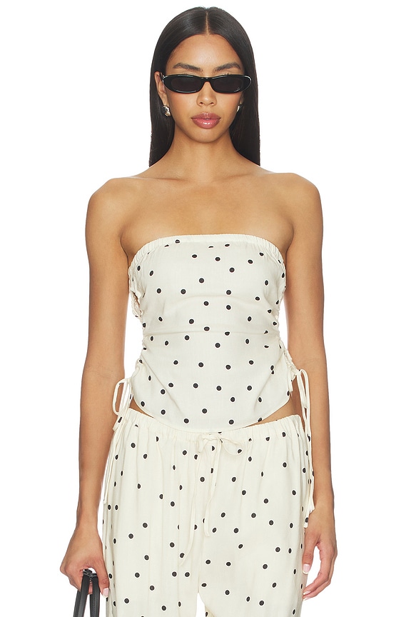 view 1 of 4 Addy Top in Ivory & Black Polka Dot