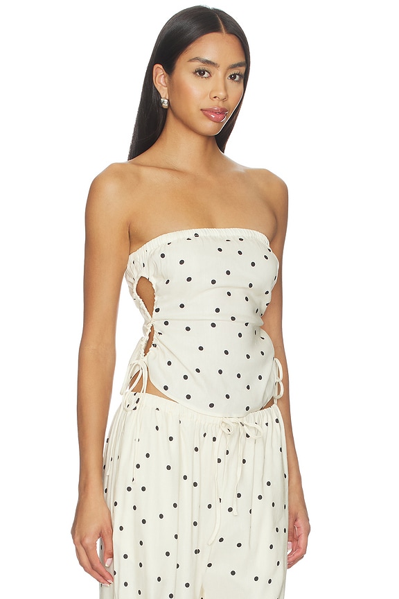 view 2 of 4 Addy Top in Ivory & Black Polka Dot