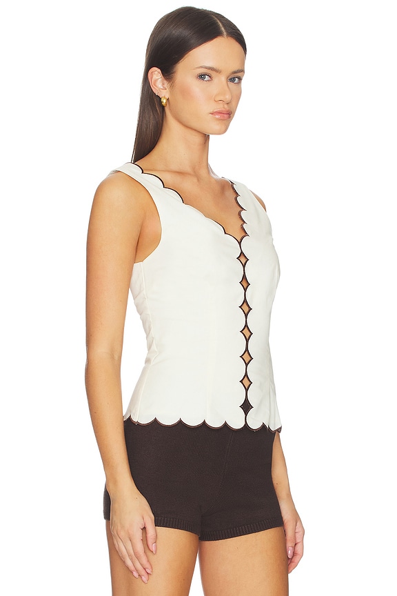 view 2 of 4 Samara Top in Ivory & Dark Brown