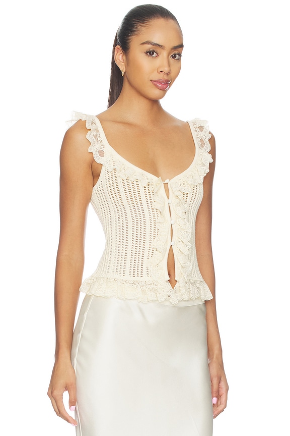 view 2 of 4 Leyla Pointelle Ruffle Top in Cream