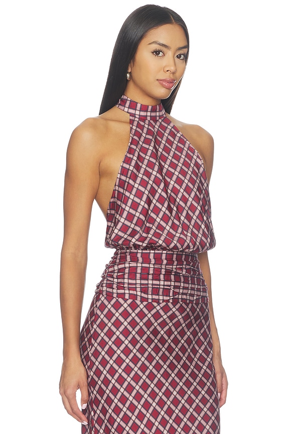 view 2 of 5 Margo Top in Maroon Plaid Multi