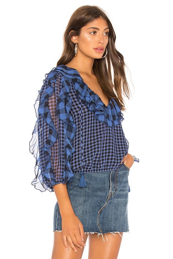 view 2 of 4 Claire Blouse in Blue Check