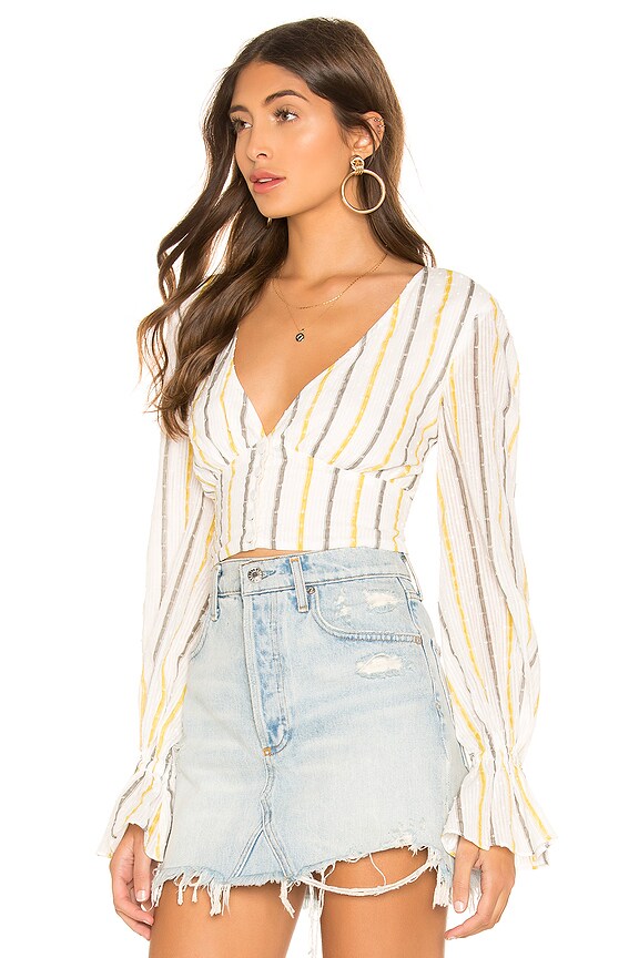 view 2 of 4 Reese Top in Yellow & Grey Stripe