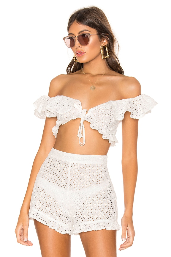 view 1 of 4 Daisy Duke Crop in White