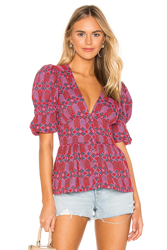 Tularosa Wilson Embroidered Top in Pink Multi | REVOLVE