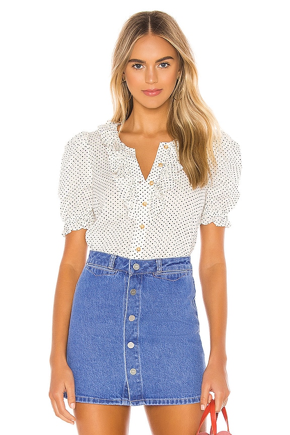 view 1 of 4 Elora Blouse in Ivory & Black Dot