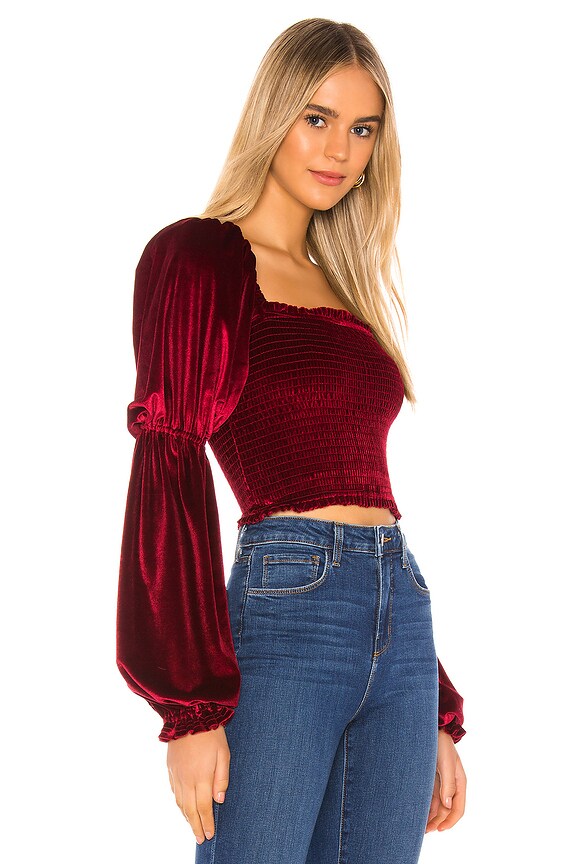 view 2 of 4 Trinity Smocked Top in Red