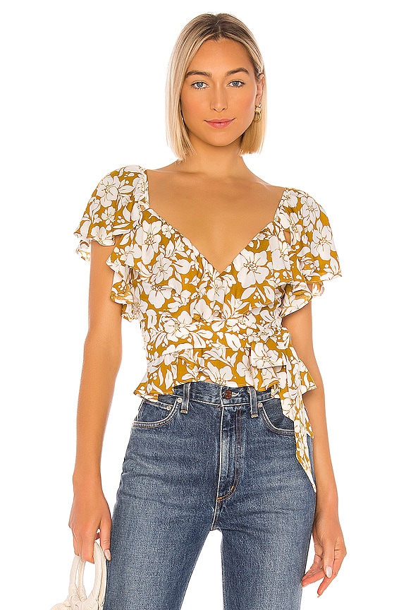 Tularosa Wiley Wrap Top in Marigold Floral | REVOLVE