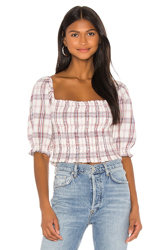 view 1 of 5 Fox Top in Red & Blue Plaid