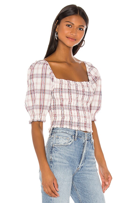 view 2 of 5 Fox Top in Red & Blue Plaid