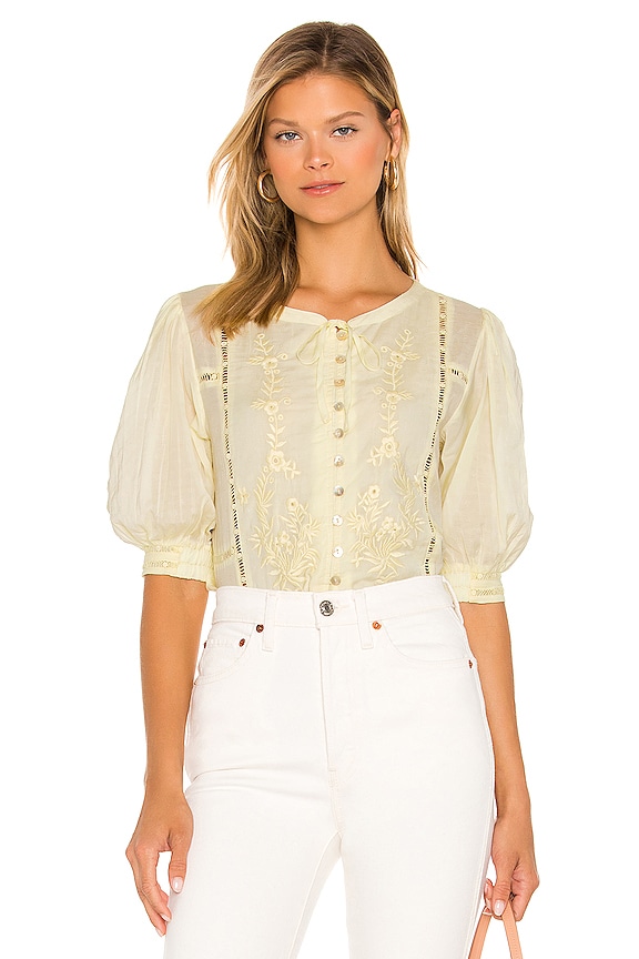 view 2 of 5 Brielle Embroidered Top in Mellow Yellow