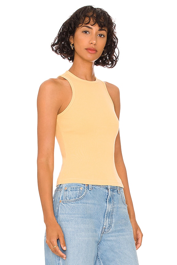 view 2 of 4 Green The Maya Racer Tank in Butter Yellow