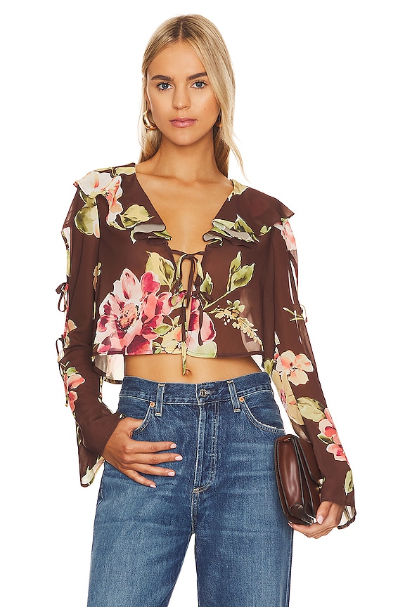 view 1 of 4 Hayes Top in Brown Saffron Floral