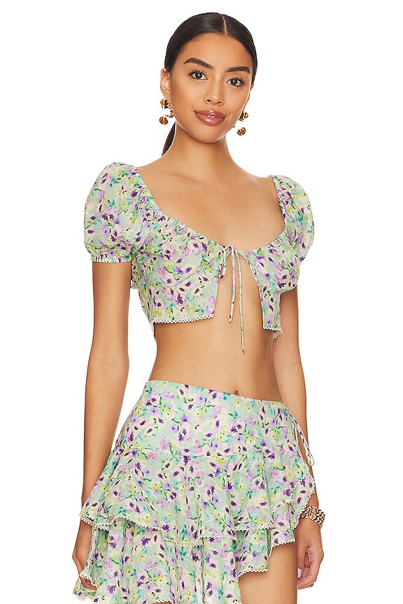 view 2 of 5 Loma Crop Top in Green Floral