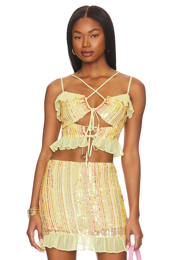 view 2 of 6 Novah Sequin Top in Lemonade Yellow