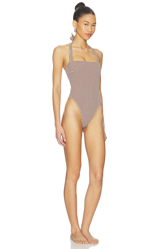 view 2 of 5 Brigitte One Piece in Brown & White Gingham