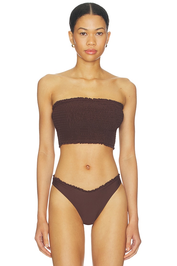 view 1 of 4 Emie Tankini Top in Chocolate Brown