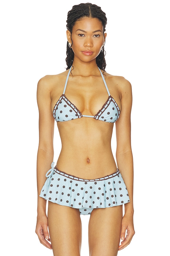 view 1 of 4 Robyn Top in Blue & Brown Dot