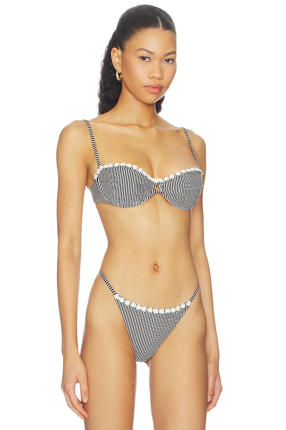 view 2 of 5 Charmaine Top in black & white stripe