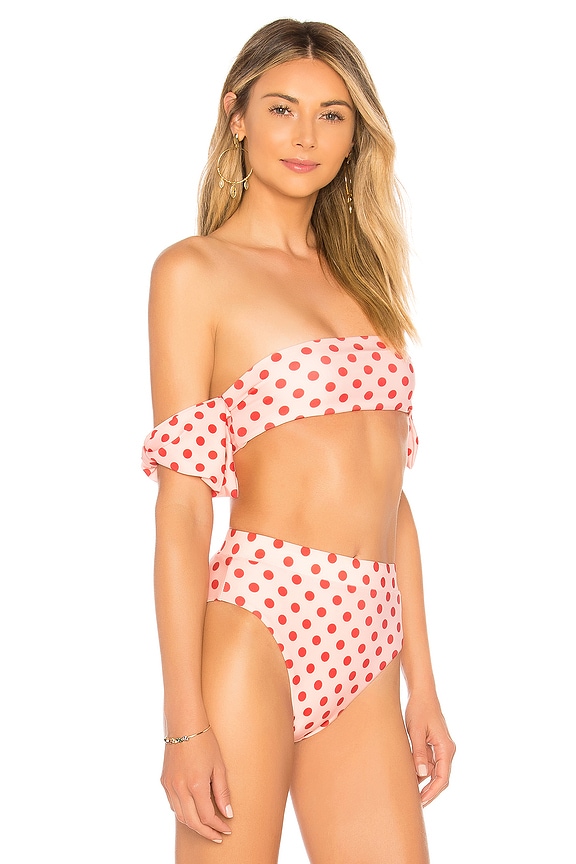 view 2 of 4 FELICITY 오프숄더 비키니 탑 in Pink & Red Dot