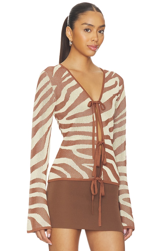 view 2 of 4 Sutton Knit Blouse in Chocolate Zebra