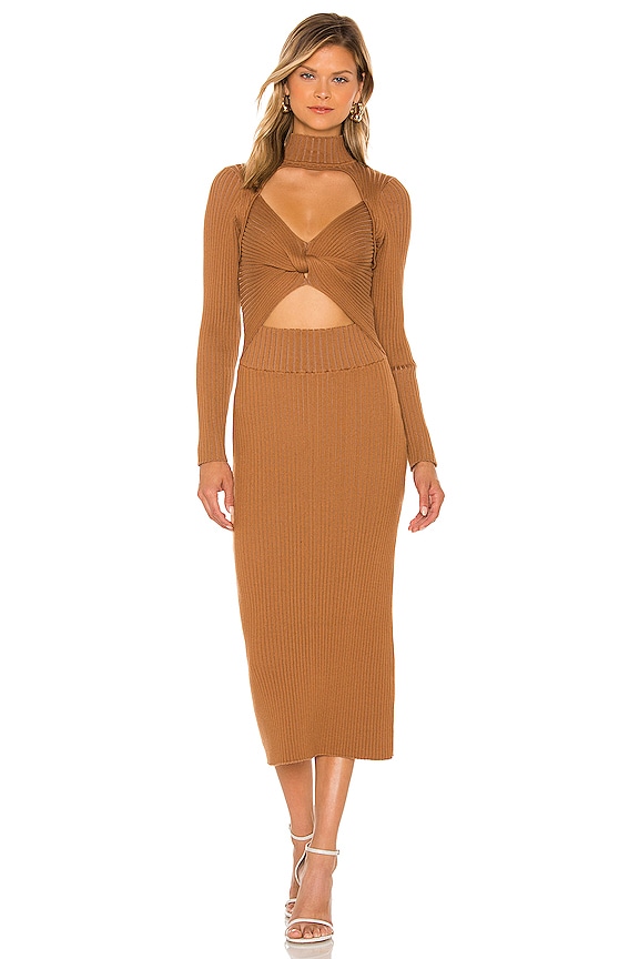 view 1 of 3 ROBE MI-LONGUE in Tonal Camel