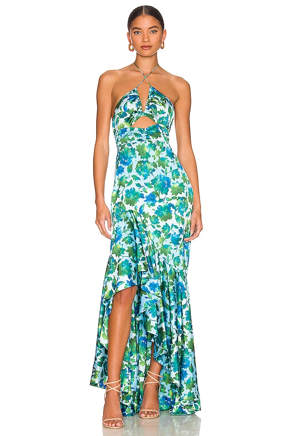 view 1 of 3 ROBE DE SOIRÉE EDIE in Cerulean Lotus Block Print