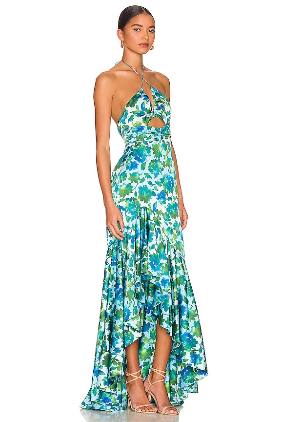 view 2 of 3 ROBE DE SOIRÉE EDIE in Cerulean Lotus Block Print