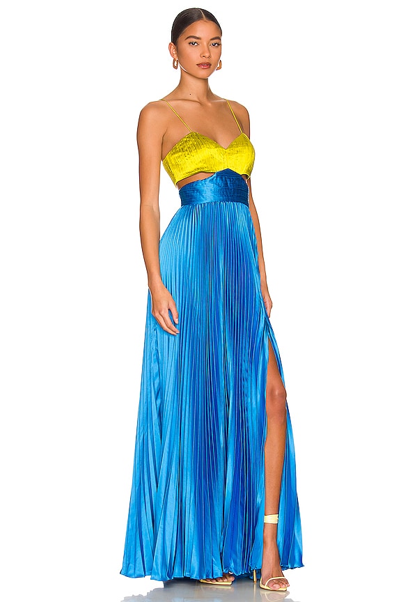 view 2 of 3 Elodie Gown in Citrine Green & Aquarius Blue