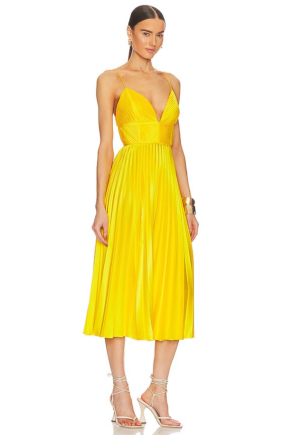 view 2 of 3 Viv Mitered Pleating Dress in Yellow Tang