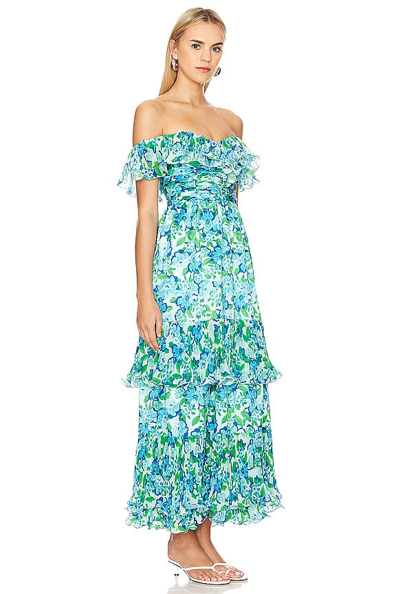 view 2 of 3 Pia Pleated Midi Dress in Garden Blues