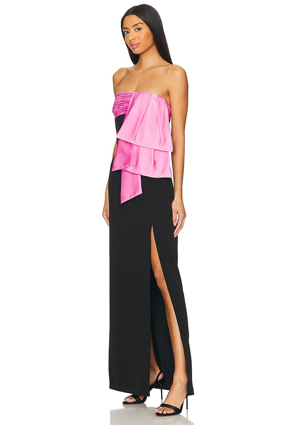view 2 of 3 Melodie Bow Gown in Black & Pink Cosmo