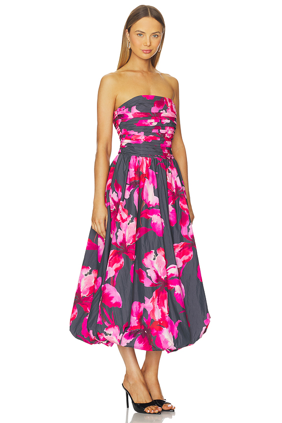 view 2 of 3 Helena Bubble Midi Dress in Rosewood Flora