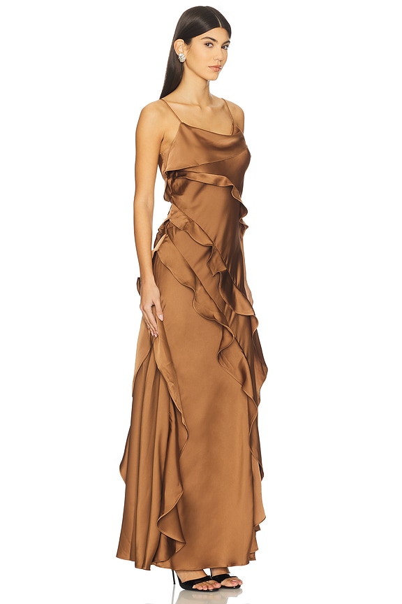 view 2 of 3 VESTIDO CON VOLANTES ELLEN in Nutmeg