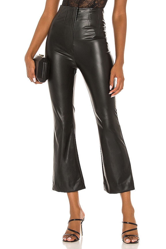AMUR Faux Leather Crop Pant in Black | REVOLVE