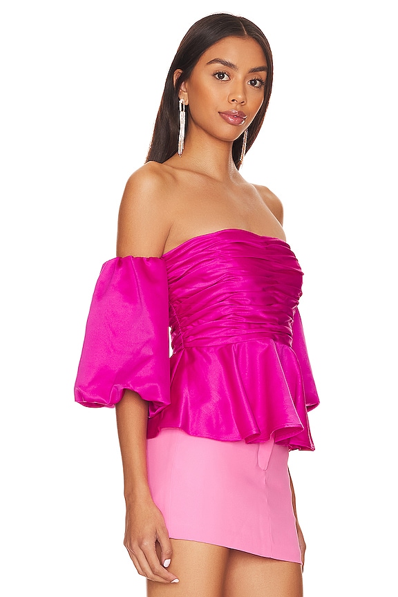 view 2 of 4 Eman Peplum Top in Magenta Azalea