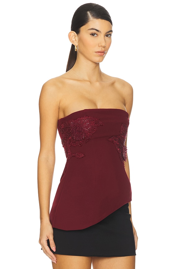 view 2 of 5 Ardell Beaded Floral Top in Pinot Noir