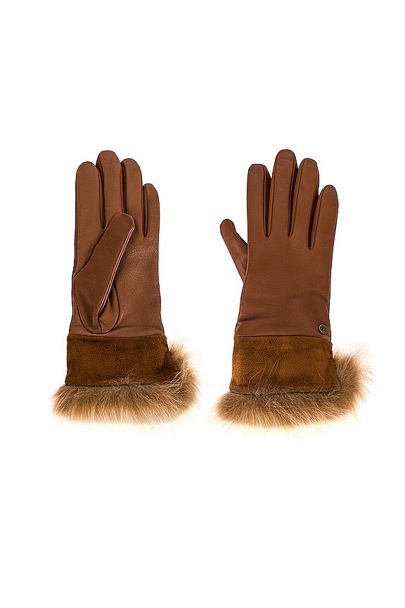view 2 of 2 GUANTES LEATHER SUEDE CUFF TECH GLOVE in Chestnut