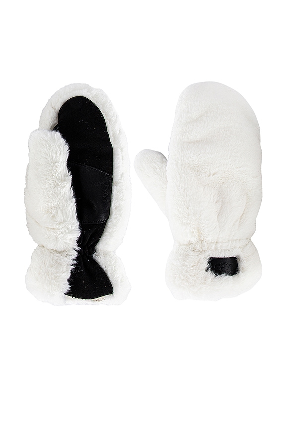 view 2 of 2 All Over Faux Fur Mittens in Ivory