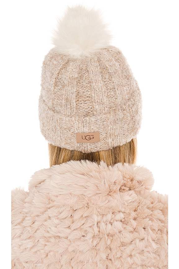 view 2 of 3 Boucle Knit Cuff Pom Hat in Oatmeal