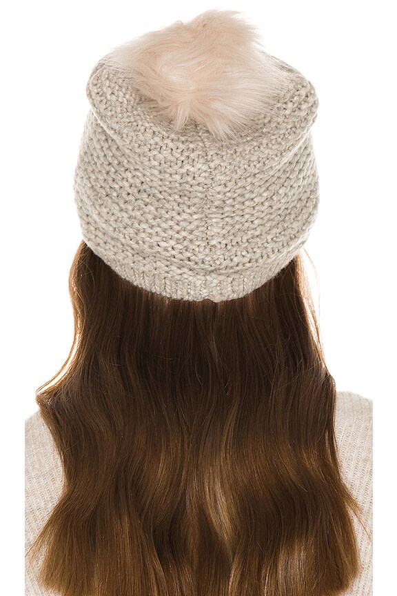 view 2 of 3 Reverse Stitch Pom Beanie in Light Grey
