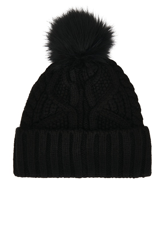 view 2 of 2 Cable Beanie With Pom in Black