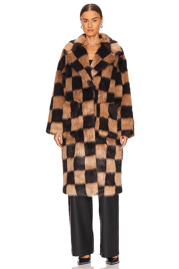 view 2 of 4 MANTEAU IMITATION FOURRURE AVALINE in Checks