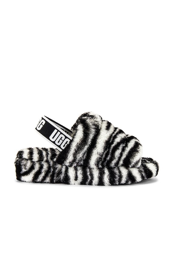 view 1 of 5 Fluff Yeah Shearling Slide Zebra in Black & White