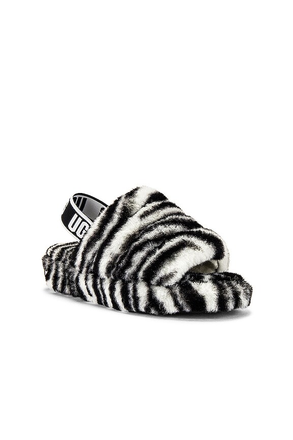 view 2 of 5 Fluff Yeah Shearling Slide Zebra in Black & White